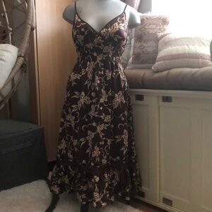 Bebe ruffle silk dress size XS brown dr2